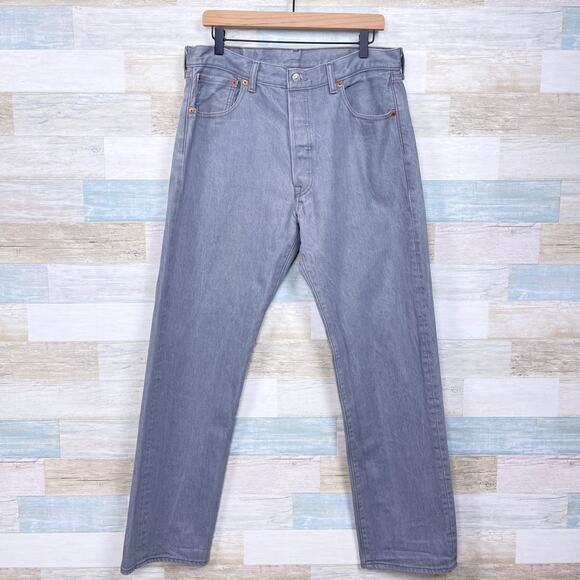 Levis 501 XX Straight Jeans Gray Button Fly Rigid Denim Original Fit Mens 34x32 - Picture 1 of 7